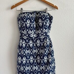 Banana Republic Navy Blue Ikat Strapless Dress 4